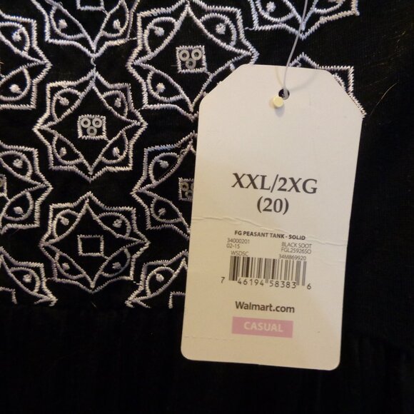 Faded Glory Women's Peasant Black Polyester Tank Top Plus Size XXL NWT - Picture 5 of 10